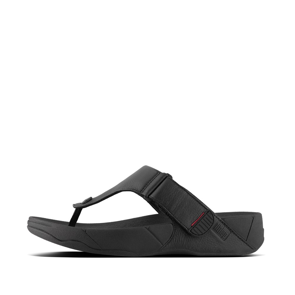 Fitflop Mens Sandals - Trakk Ii Leather Toe-post - Black - 412-DUNYCB